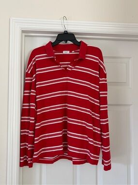 Aritzia Babaton Interlock Red and White Striped Polo